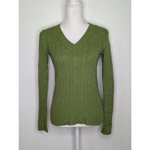 Ann Taylor LOFT Sweater Womens Small Green Knit Wool Rabbit Hair Blend Casual XS